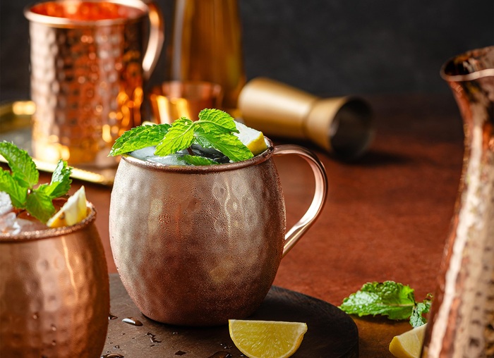 moscow mule in a copper mug