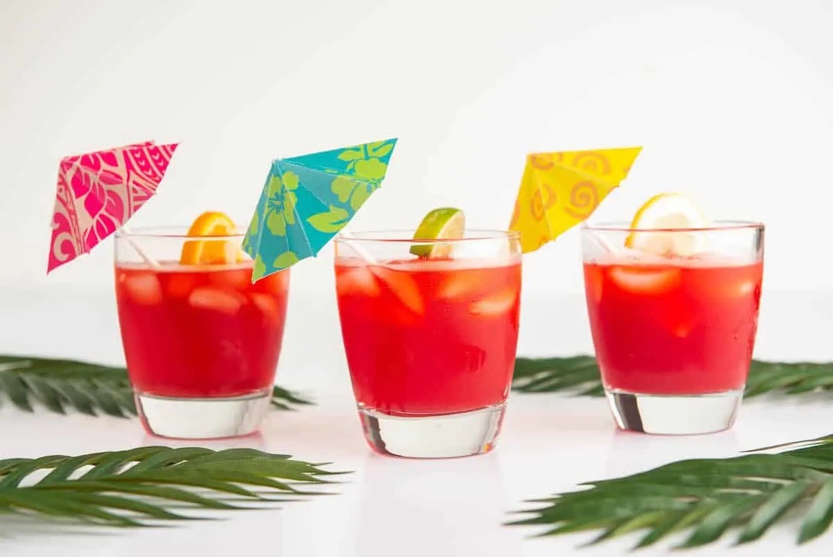 summer drinks with cocktail umbrellas